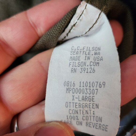 Filson Dry Tin Cloth Crusier - X-Large - Otter Green - Made in USA - Picture 14 of 14